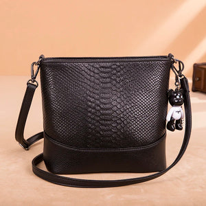 Crocodile Pattern Cow Leather Small Shoulder Bags Women Bucket Messenger Bag