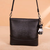 Crocodile Pattern Cow Leather Small Shoulder Bags Women Bucket Messenger Bag