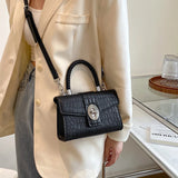 Crocodile Pattern Crossbody Bag with Braided Handle for Women