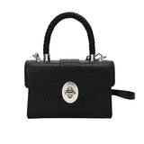 Crocodile Pattern Crossbody Bag with Braided Handle for Women