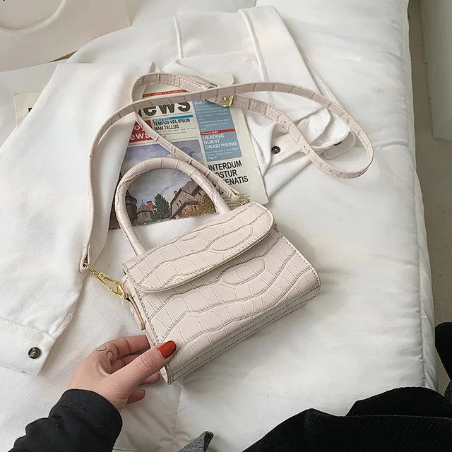 Crocodile Pattern Crossbody Chain Handbag Small Bag PU Leather Ladies 5 Colors