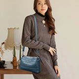 Crocodile Pattern Crossbody Bag Soft Leather Shoulder Bag