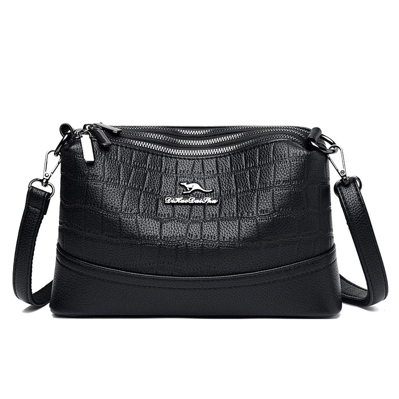 Crocodile Pattern Crossbody Bag Soft Leather Shoulder Bag