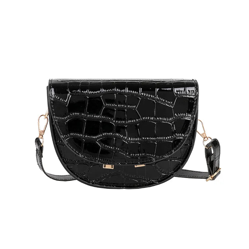 Crocodile Pattern Crossbody Bags for Women Half Round Messenger Bag