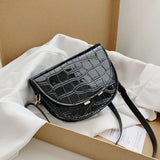 Crocodile Pattern Crossbody Bags for Women Half Round Messenger Bag