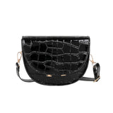 Crocodile Pattern Crossbody Bags for Women Half Round Messenger Bag