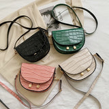 Crocodile Pattern Crossbody Bags for Women Half Round Messenger Bag