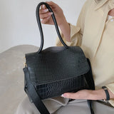Crocodile Pattern Shoulder Bag PU Leather Retro Crossbody Handbag