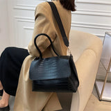 Crocodile Pattern Shoulder Bag PU Leather Retro Crossbody Handbag