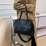 Crocodile Pattern Flap Shoulder Bag Vintage Crossbody Bag Messenger Handbag