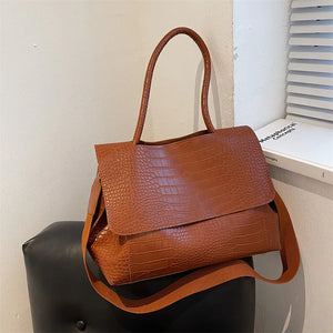 Crocodile Pattern Flap Shoulder Bag Vintage Crossbody Bag Messenger Handbag