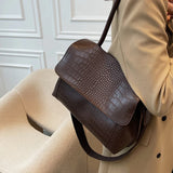 Crocodile Pattern Flap Shoulder Bag Vintage Crossbody Bag Messenger Handbag