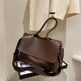 Crocodile Pattern Flap Shoulder Bag Vintage Crossbody Bag Messenger Handbag