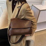 Crocodile Pattern Flap Shoulder Bag Vintage Crossbody Bag Messenger Handbag