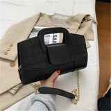 Crocodile Pattern Handbag Winter Chain Shoulder Bag Women Crossbody Bags