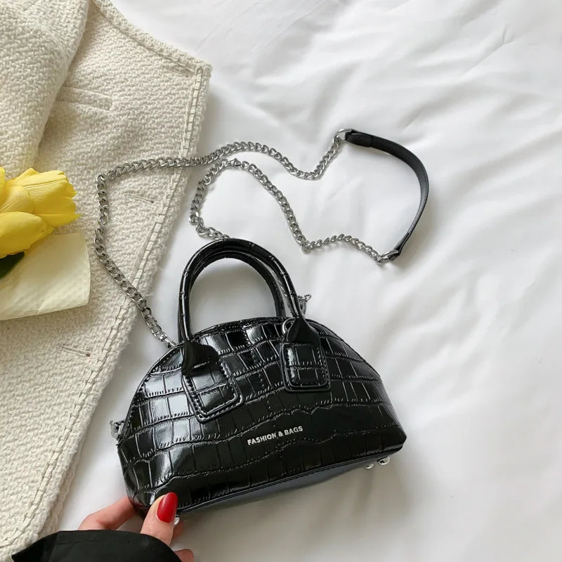 Crocodile Pattern Handbag Small Shell Bag Versatile Shoulder Crossbody Bag