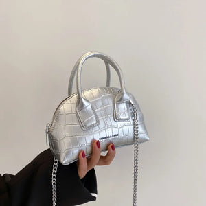 Crocodile Pattern Handbag Small Shell Bag Versatile Shoulder Crossbody Bag