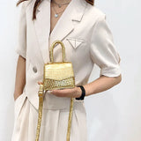 Crocodile Pattern Handbags Texture Embossed Lacquer Shoulder Bag