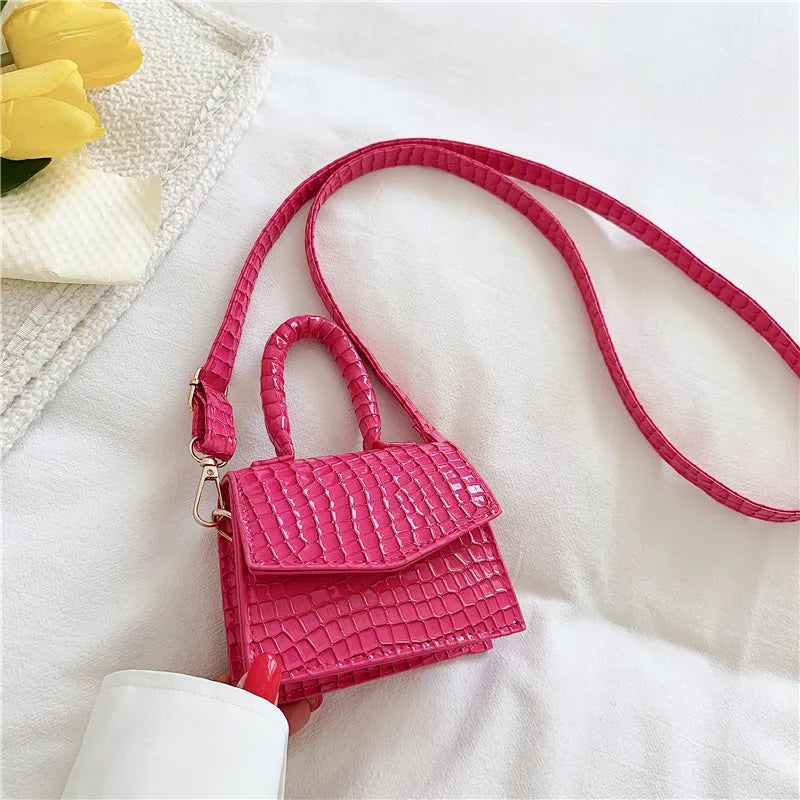 Crocodile Pattern Handbags Texture Embossed Lacquer Shoulder Bag