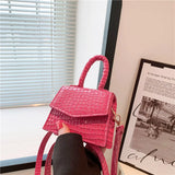 Crocodile Pattern Handbags Texture Embossed Lacquer Shoulder Bag