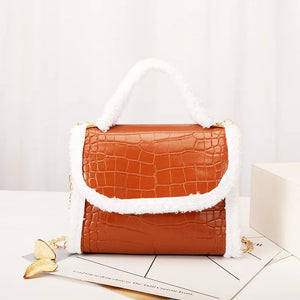Crocodile Pattern Handbags Women Bags Fleece Shoulder Bag