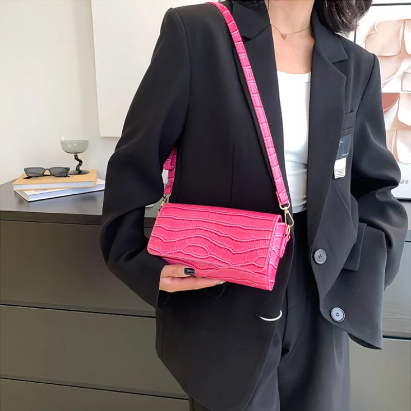 Crocodile Pattern Handbags PU Leather Ladies Shoulder Bag