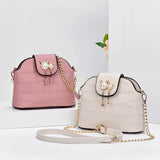 Crocodile Pattern Leather Saddle Bag Shoulder Handbag