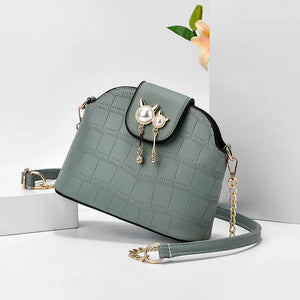 Crocodile Pattern Leather Saddle Bag Shoulder Handbag