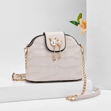 Crocodile Pattern Leather Saddle Bag Shoulder Handbag