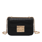 Crocodile Pattern Mini PU Leather Crossbody Bag Chain Shoulder Handbag