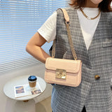 Crocodile Pattern Mini PU Leather Crossbody Bag Chain Shoulder Handbag