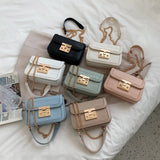 Crocodile Pattern Mini PU Leather Crossbody Bag Chain Shoulder Handbag