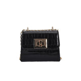 Crocodile Pattern Mini Square Crossbody Bag PU Leather Women's Bag
