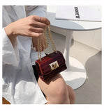 Crocodile Pattern Mini Square Crossbody Bag PU Leather Women's Bag