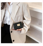 Crocodile Pattern Mini Square Crossbody Bag PU Leather Women's Bag