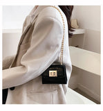 Crocodile Pattern Mini Square Crossbody Bag PU Leather Women's Bag
