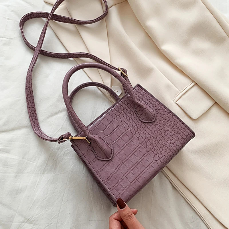 Crocodile Chain Shoulder Handbag PU Leather Crossbody Bag