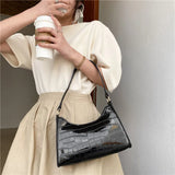 Crocodile Pattern PU Leather Handbag Shoulder Bag Ladies Armpit Casual Women