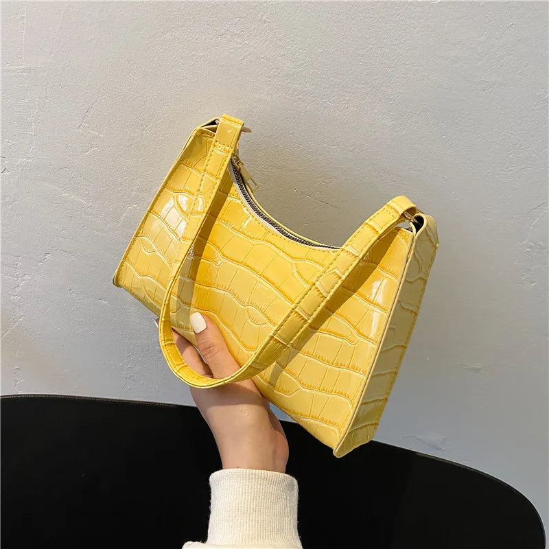 Crocodile Pattern PU Leather Handbag Shoulder Bag Ladies Armpit Casual Women