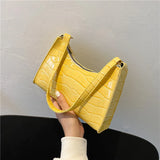 Crocodile Pattern PU Leather Handbag Shoulder Bag Ladies Armpit Casual Women