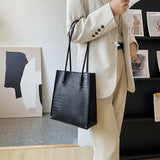 Crocodile Pattern Pu Leather Shopping Bag Female Handbag Large Capacity
