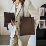 Crocodile Pattern Pu Leather Shopping Bag Female Handbag Large Capacity