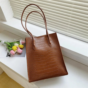 Crocodile Pattern Pu Leather Shopping Bag Female Handbag Large Capacity
