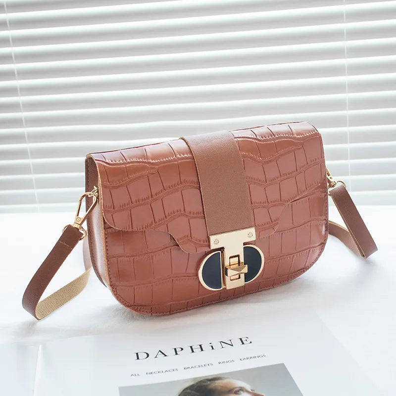 Crocodile Pattern Saddle Bag Ladies Handbag All-match Ladies Shoulder