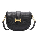 Crocodile Pattern Crossbody Saddle Bag for Women