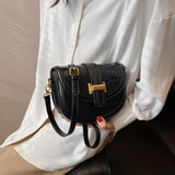 Crocodile Pattern Crossbody Saddle Bag for Women