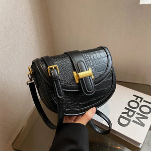 Crocodile Pattern Crossbody Saddle Bag for Women
