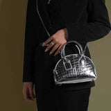 Crocodile Pattern Metal Mini Shell Bag