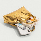 Crocodile Pattern Metal Mini Shell Bag