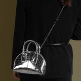 Crocodile Pattern Metal Mini Shell Bag